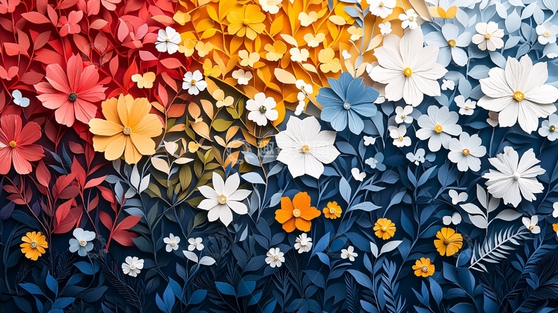 高清大图下载【趣麦麦图】色彩渐变纸花