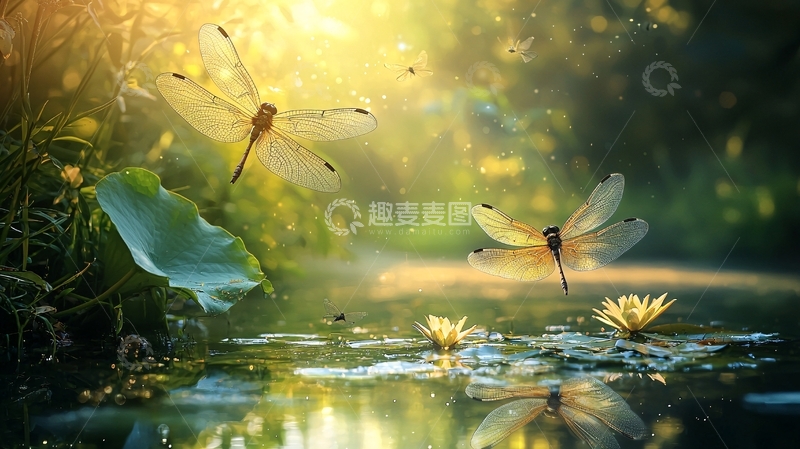 高清大图下载【趣麦麦图】阳光下的蜻蜓
