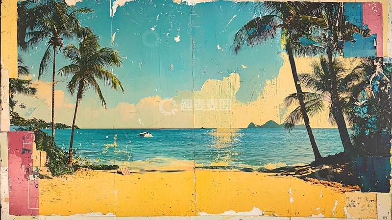 高清大图下载【趣麦麦图】复古海滩风景