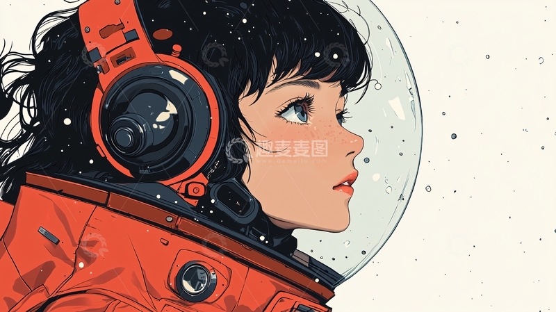 高清大图下载【趣麦麦图】太空宇航员少女