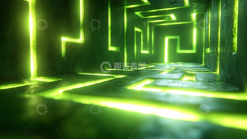 高清大图下载【趣麦麦图】绿光迷宫通道