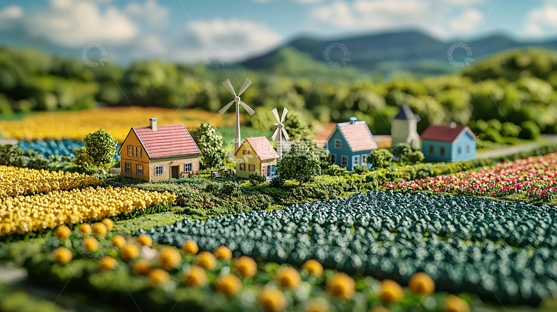 高清大图下载【趣麦麦图】田园风光微缩景观