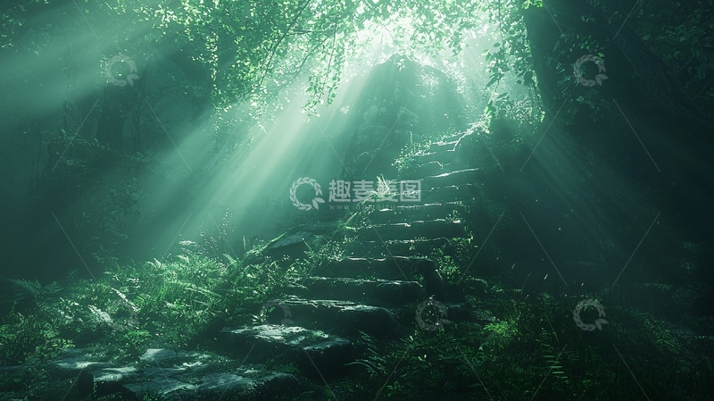 高清大图下载【趣麦麦图】神秘洞穴石阶