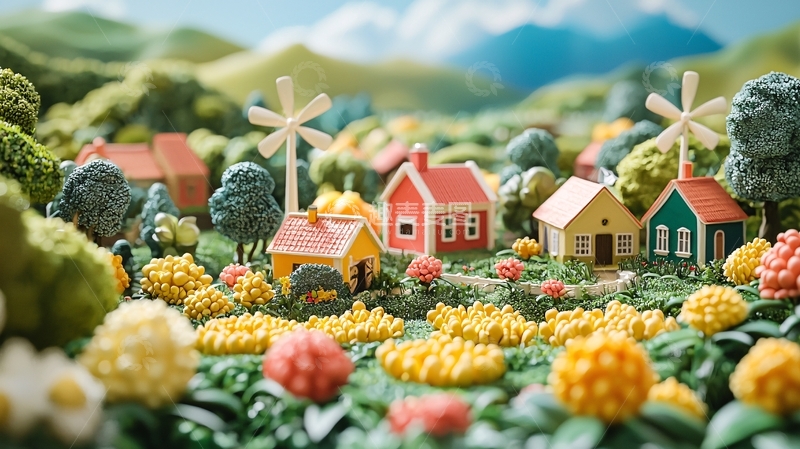 高清大图下载【趣麦麦图】田园风光微缩景观
