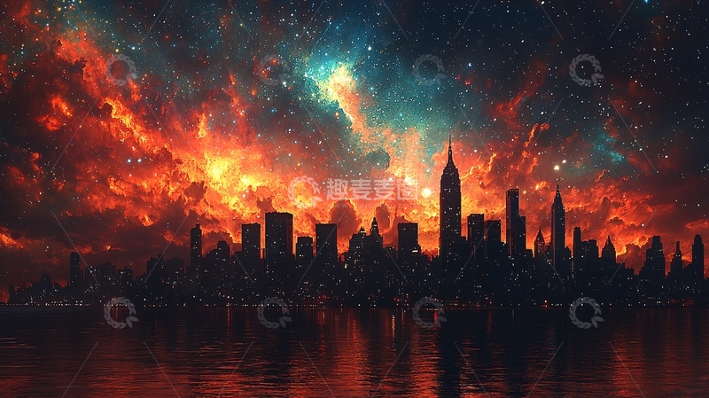 高清大图下载【趣麦麦图】燃烧的城市星空