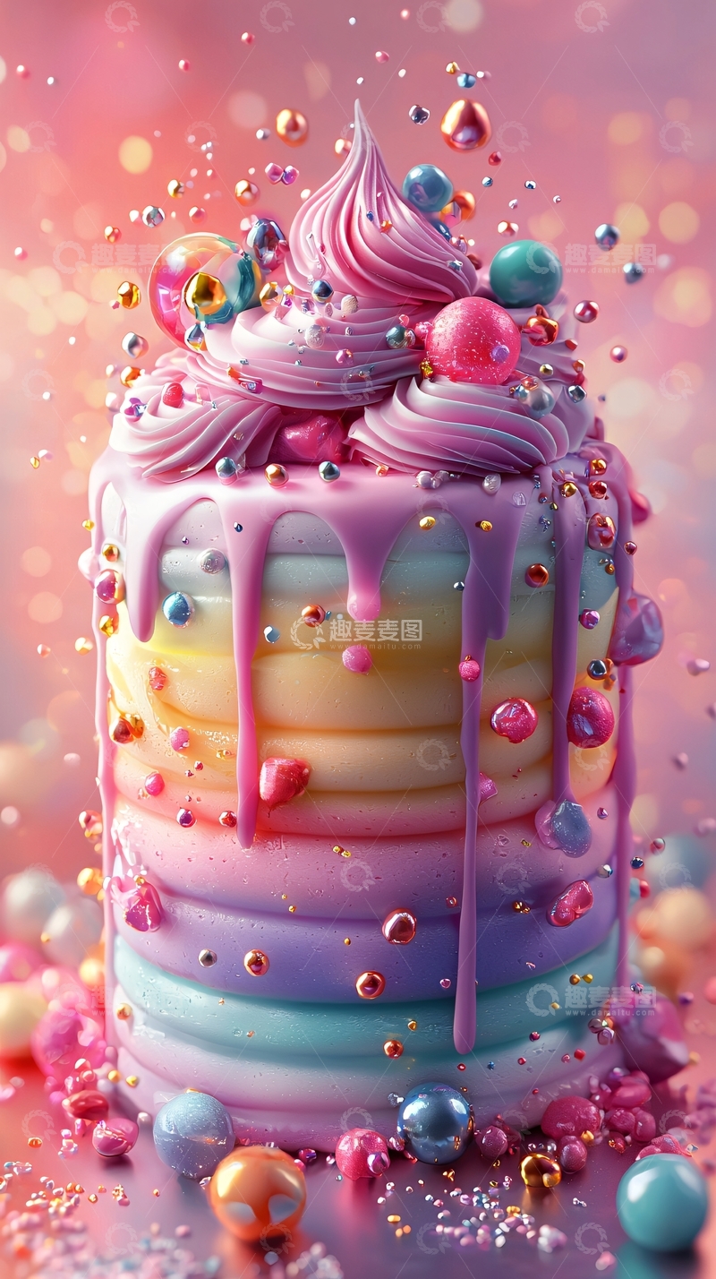 高清大图下载【趣麦麦图】梦幻彩虹蛋糕