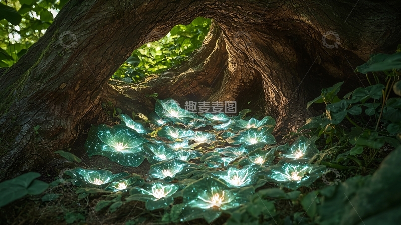 高清大图下载【趣麦麦图】树洞里的发光植物