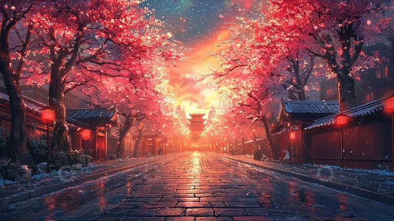 高清大图下载【趣麦麦图】唯美古风雪景街道