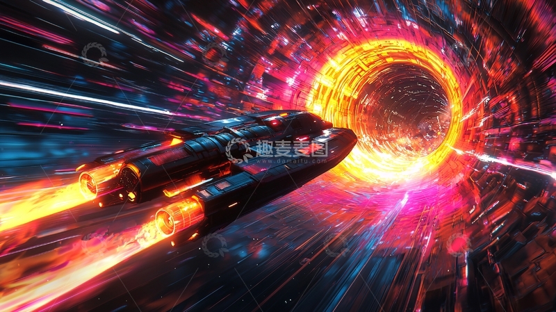 高清大图下载【趣麦麦图】飞船穿越虫洞