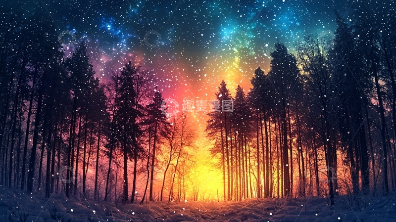 高清大图下载【趣麦麦图】星空森林