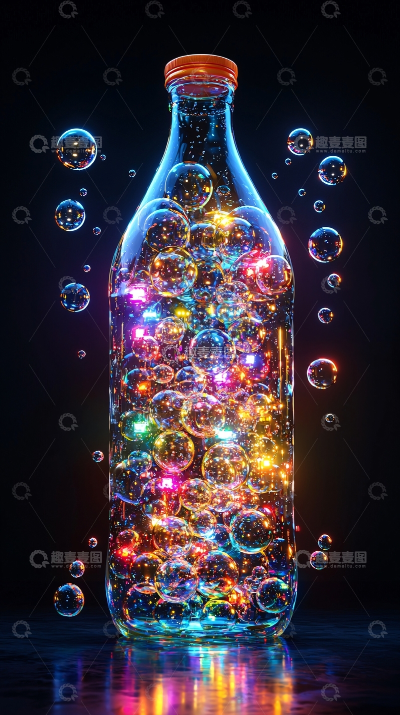 高清大图下载【趣麦麦图】玻璃瓶彩灯泡泡