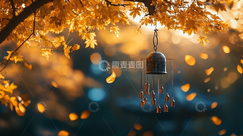 高清大图下载【趣麦麦图】秋叶风铃