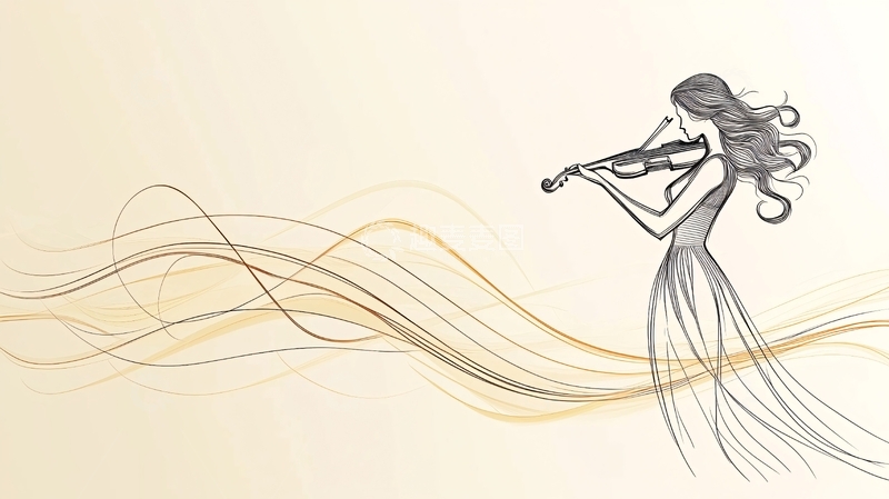 高清大图下载【趣麦麦图】优雅女子拉小提琴