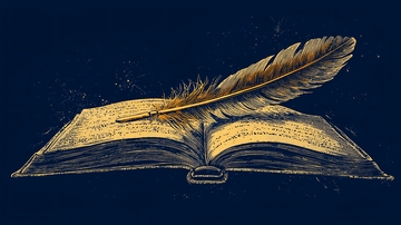 复古羽毛笔和书籍