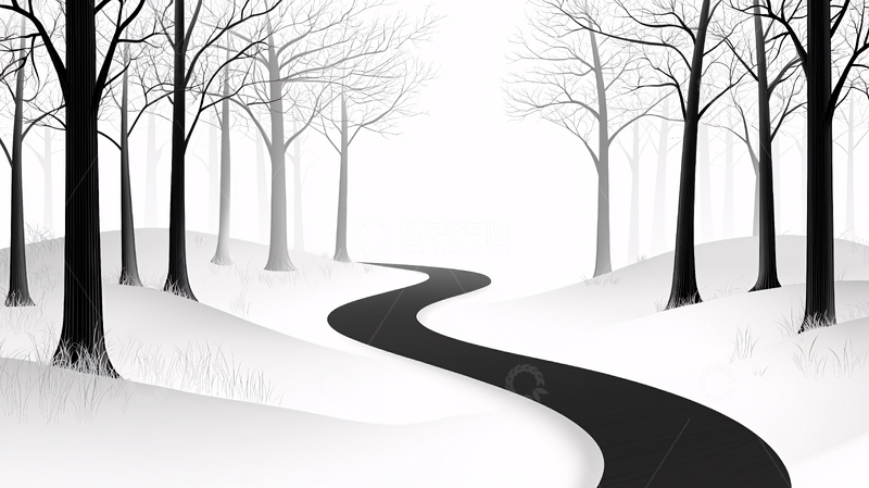 高清大图下载【趣麦麦图】冬日雪景小路