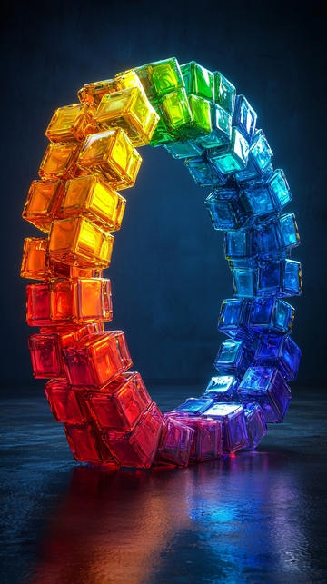 彩虹色方块环形