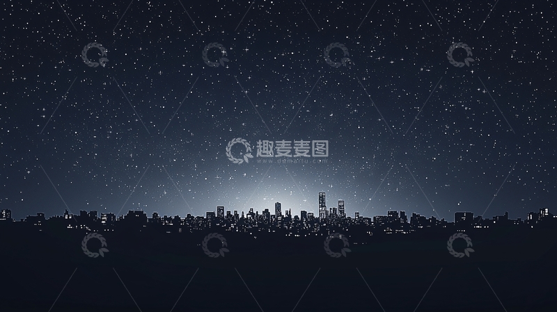 高清大图下载【趣麦麦图】星空下的城市剪影