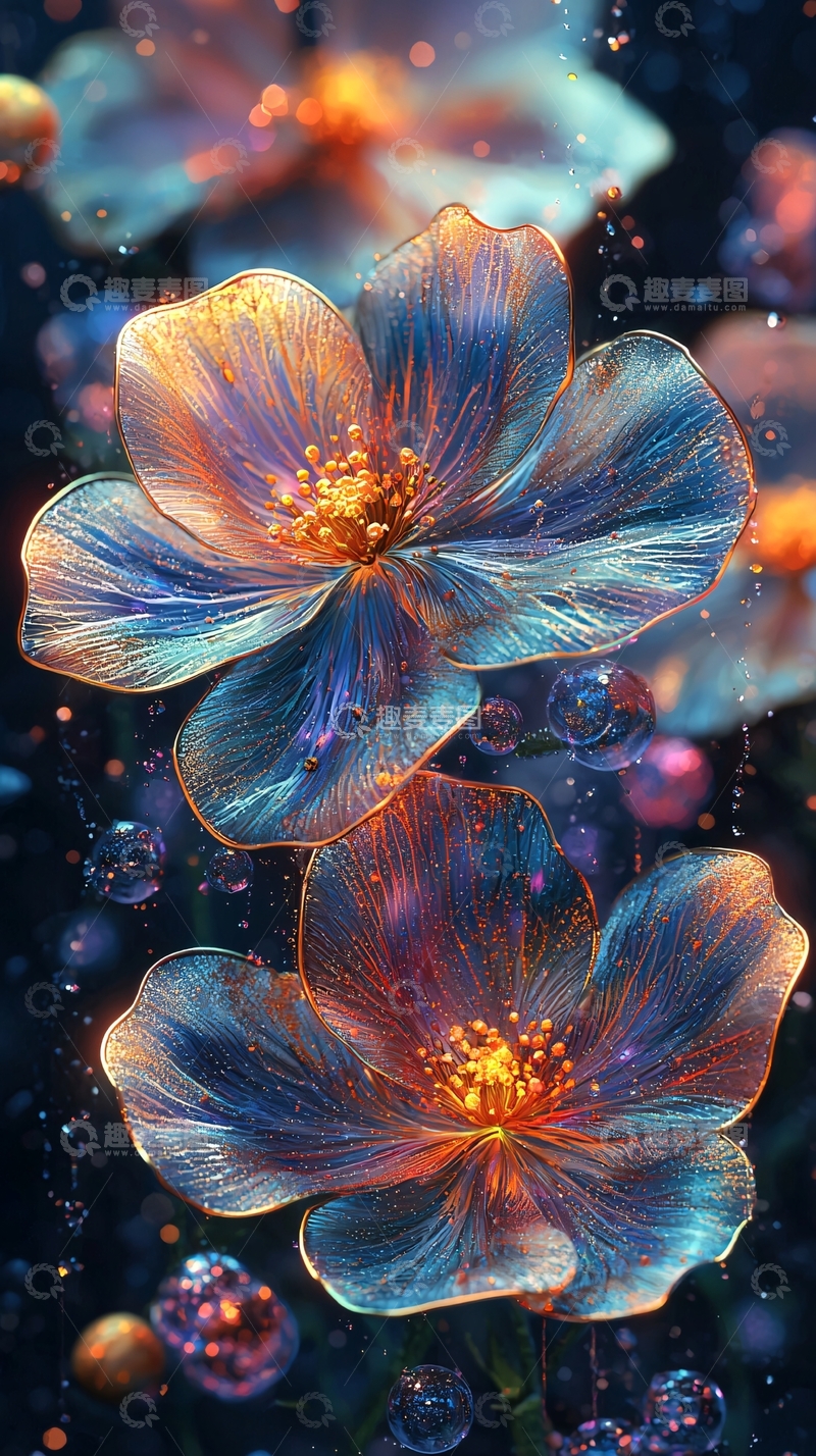 高清大图下载【趣麦麦图】梦幻蓝紫色花朵