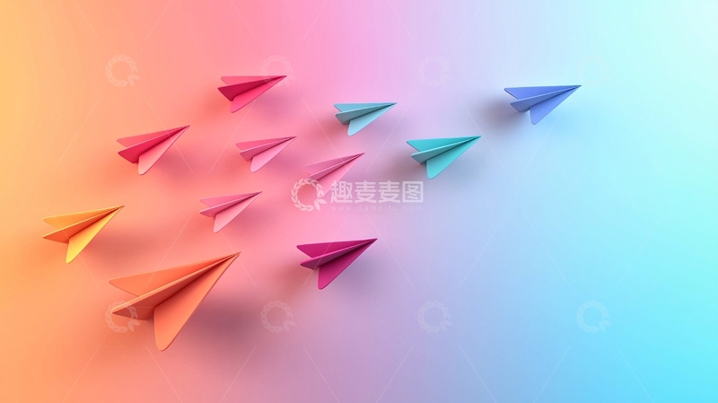 高清大图下载【趣麦麦图】彩色纸飞机