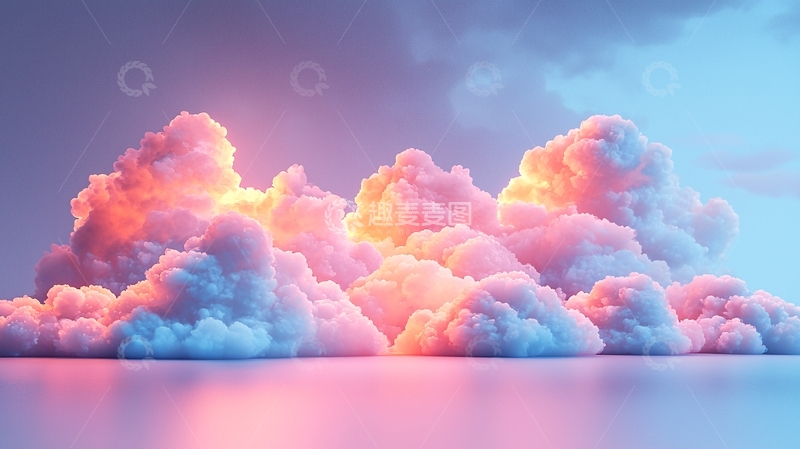 高清大图下载【趣麦麦图】梦幻粉色蓝色云朵