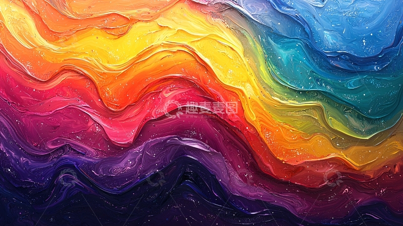 高清大图下载【趣麦麦图】流动的彩虹色油画