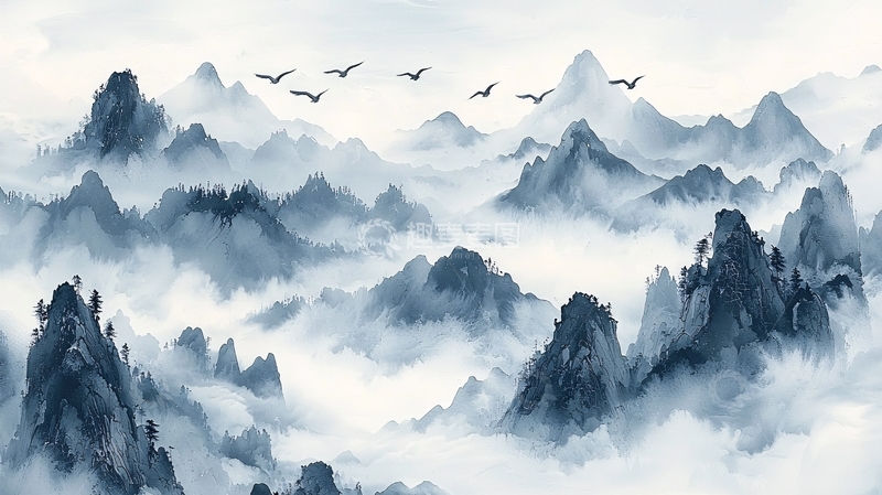 高清大图下载【趣麦麦图】水墨山水画1073