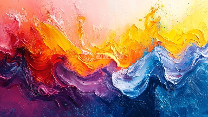 高清大图下载【趣麦麦图】色彩斑斓的抽象油画