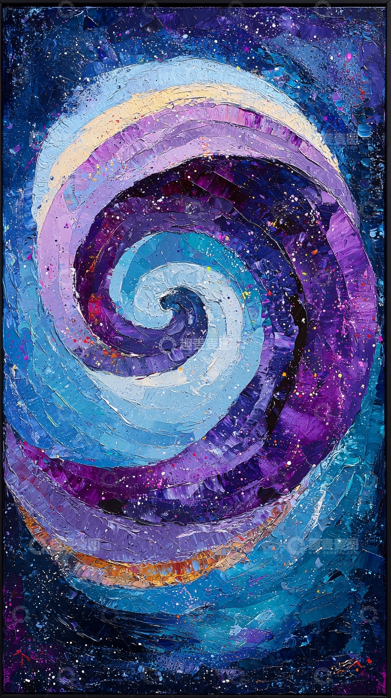 高清大图下载【趣麦麦图】抽象旋涡油画