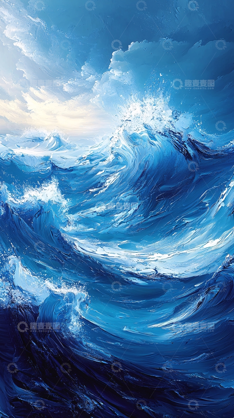 高清大图下载【趣麦麦图】蓝色海洋巨浪