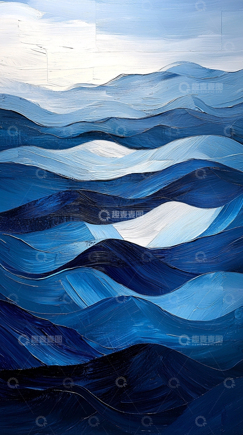 高清大图下载【趣麦麦图】抽象蓝色山峦