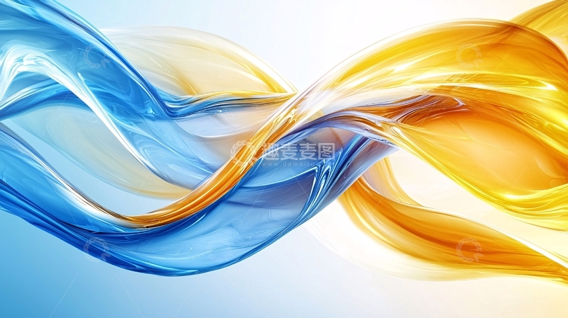高清大图下载【趣麦麦图】蓝色和橙色液体波浪