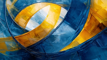 蓝金交织的抽象艺术