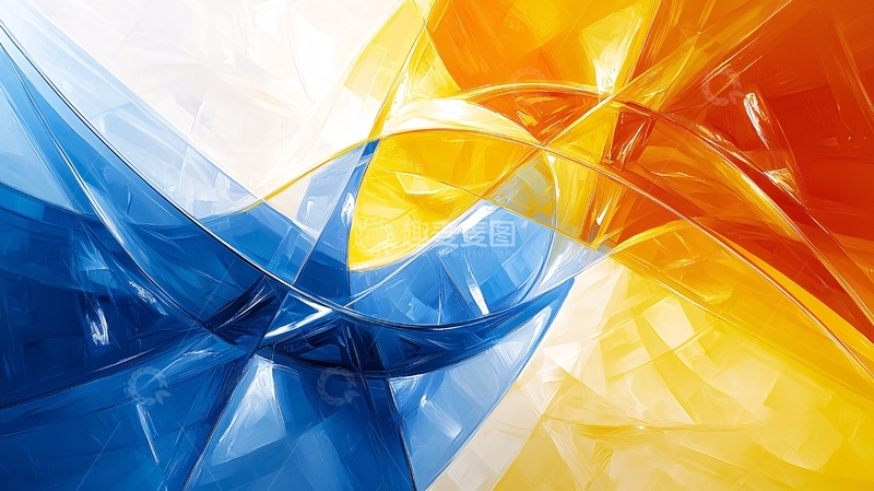 高清大图下载【趣麦麦图】抽象蓝色橙色黄色背景