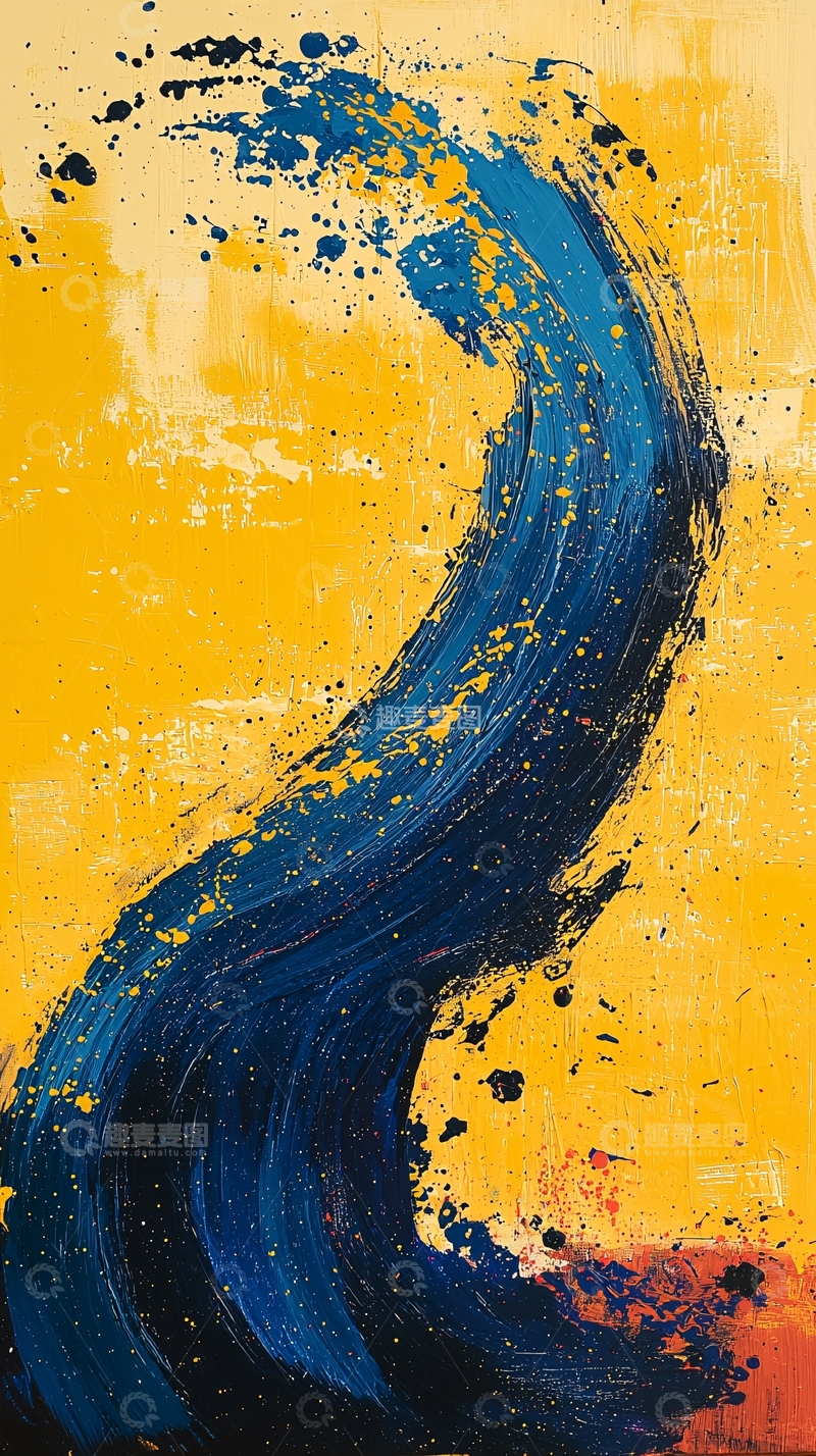 高清大图下载【趣麦麦图】蓝色黄色抽象画