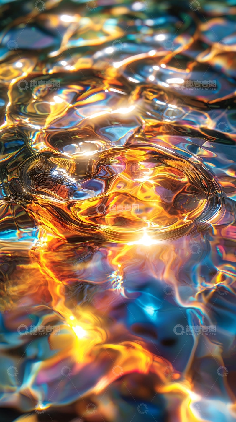 高清大图下载【趣麦麦图】金色光芒的水面波纹
