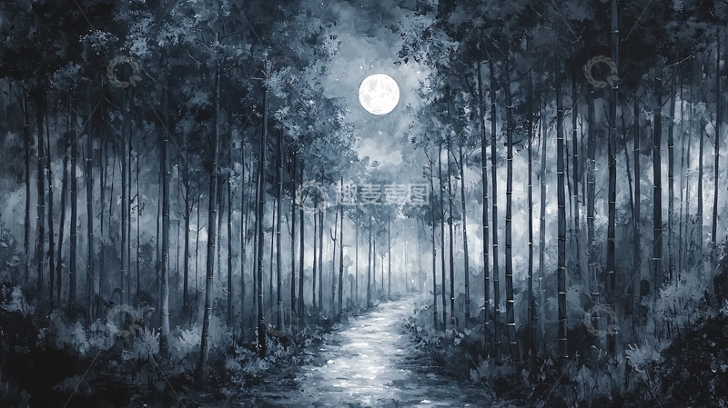 高清大图下载【趣麦麦图】月光森林小路