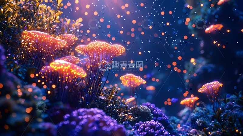 高清大图下载【趣麦麦图】深海珊瑚礁梦幻场景
