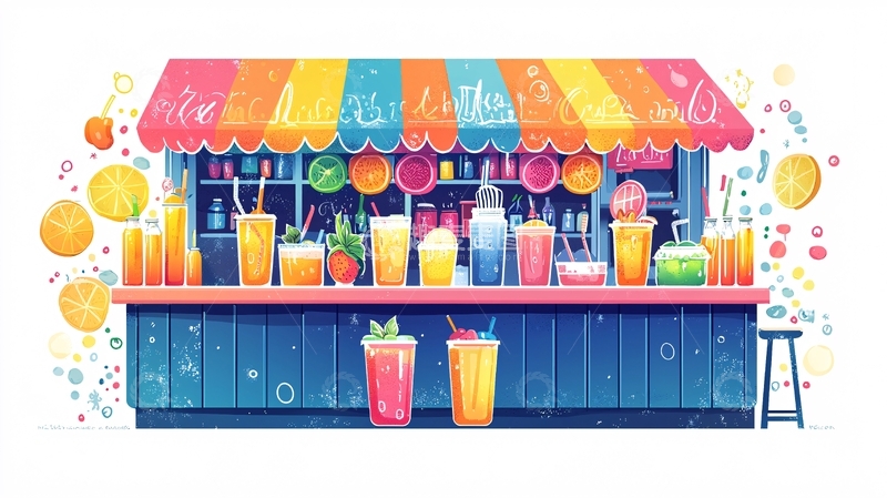 高清大图下载【趣麦麦图】果汁摊