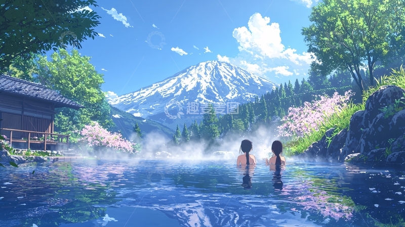 高清大图下载【趣麦麦图】春日温泉
