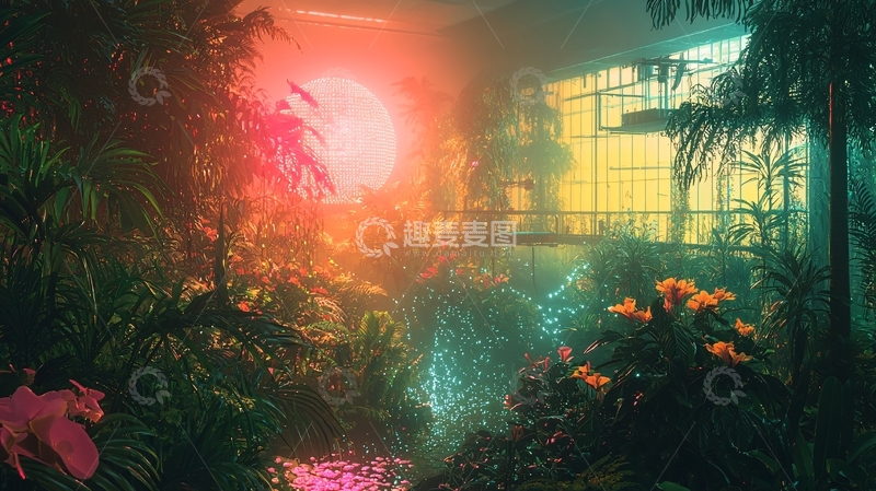 高清大图下载【趣麦麦图】雾气氤氲的热带植物园