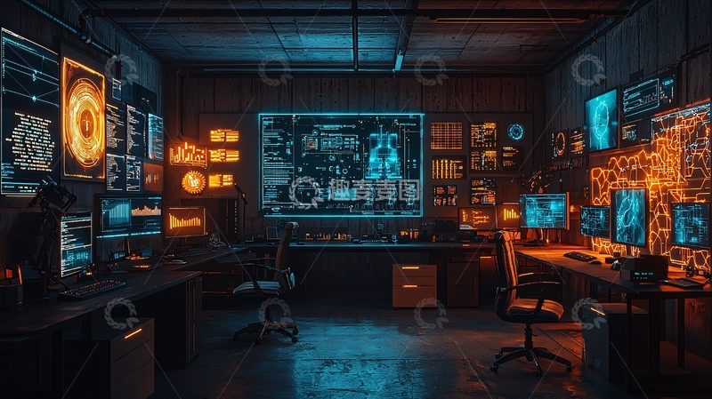 高清大图下载【趣麦麦图】科技感十足的监控室