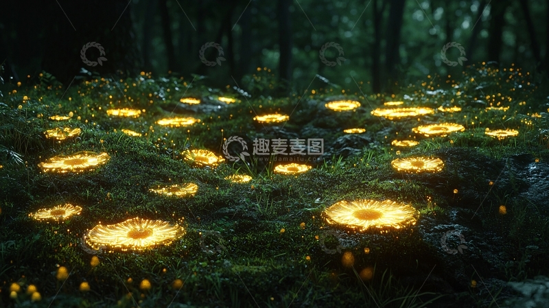高清大图下载【趣麦麦图】黑暗森林发光植物