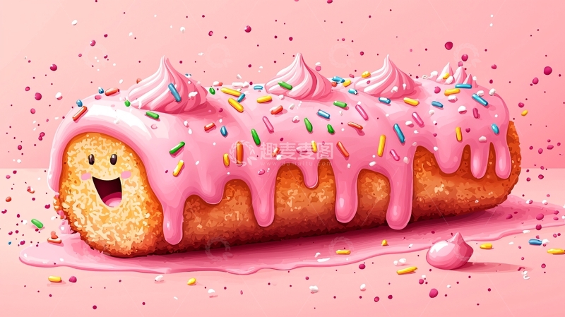 高清大图下载【趣麦麦图】粉色蛋糕卷
