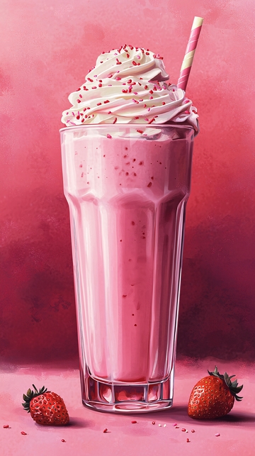 粉色草莓奶昔