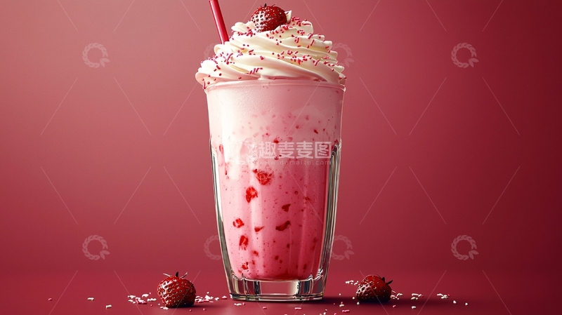 高清大图下载【趣麦麦图】草莓奶昔