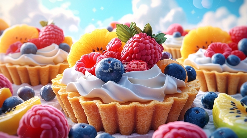 高清大图下载【趣麦麦图】水果奶油塔