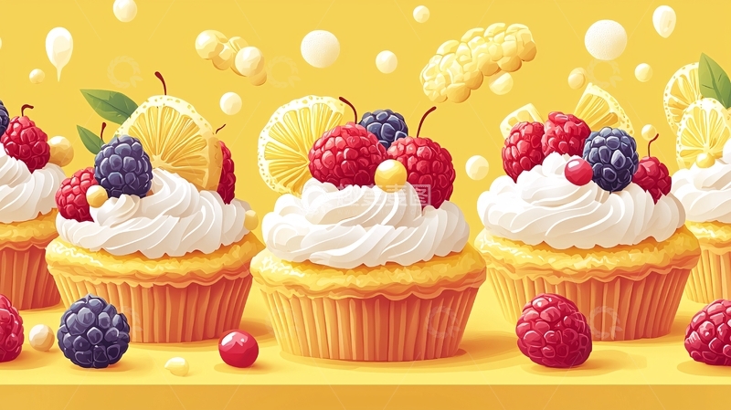 高清大图下载【趣麦麦图】柠檬奶油杯子蛋糕