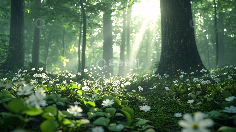高清大图下载【趣麦麦图】森林清晨阳光15