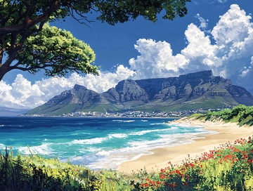 桌山海滩风景画