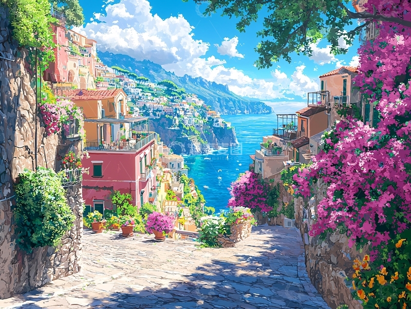 高清大图下载【趣麦麦图】地中海沿岸小镇风景